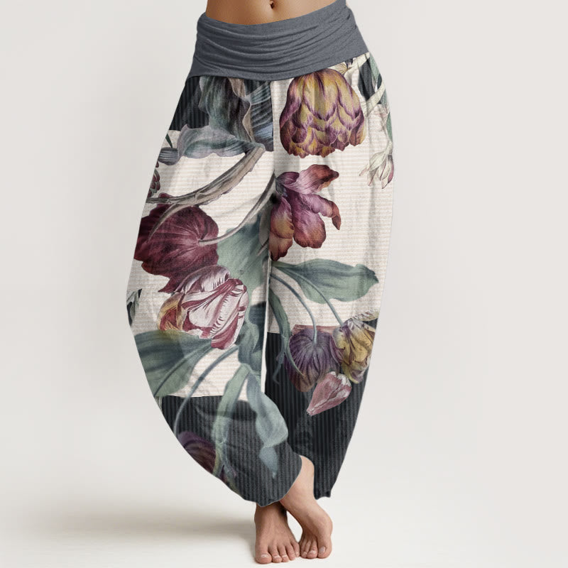 Tactile Cotton Botanical Print Mindful Movement Harem Pants