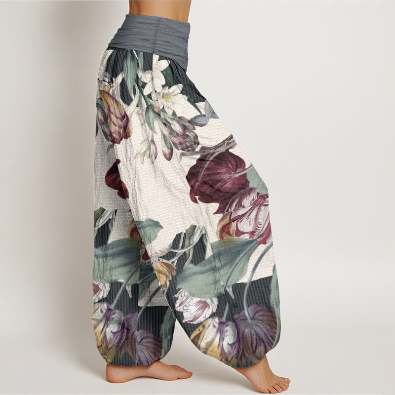 Tactile Cotton Botanical Print Mindful Movement Harem Pants