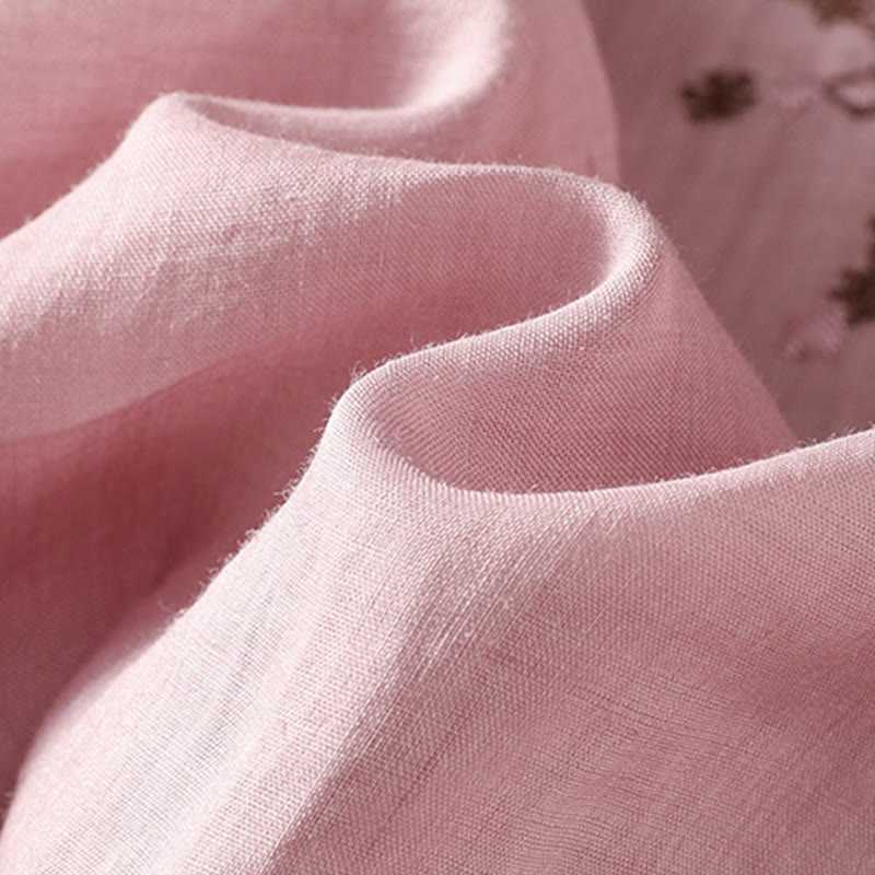 Tactile Cotton Embroidered Crew Neck Meditation Shirt