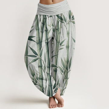 100% Cotton Bamboo Print Harem Pants with Flexible Modal Waistband