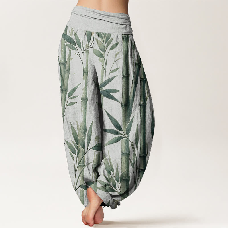100% Cotton Bamboo Print Harem Pants with Flexible Modal Waistband
