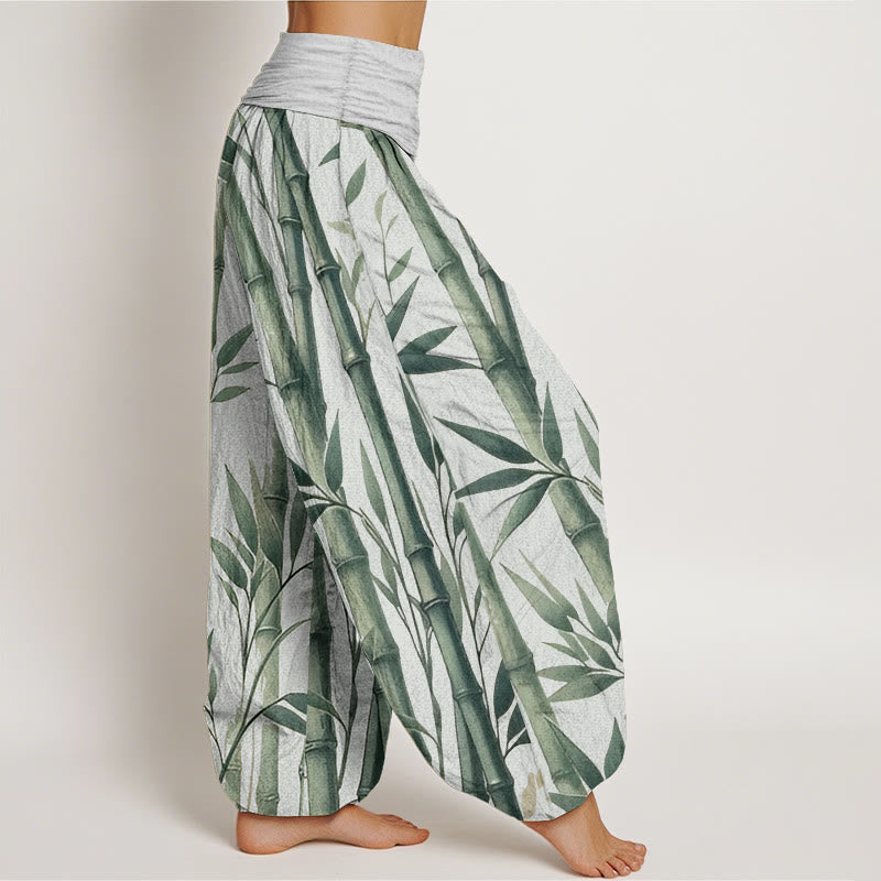 100% Cotton Bamboo Print Harem Pants with Flexible Modal Waistband