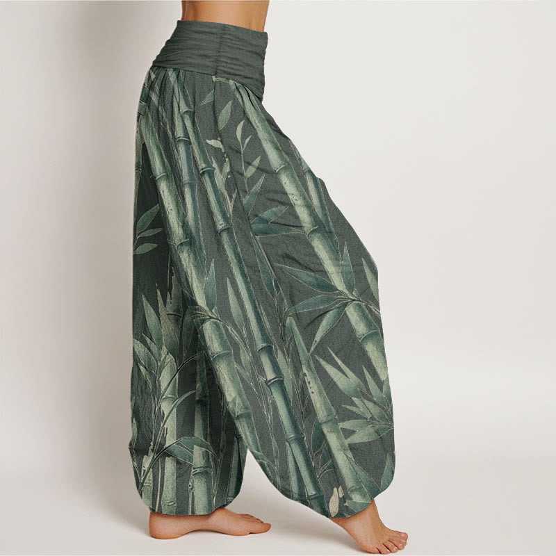 100% Cotton Bamboo Print Harem Pants with Flexible Modal Waistband