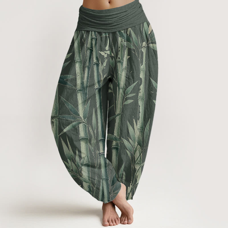 100% Cotton Bamboo Print Harem Pants with Flexible Modal Waistband