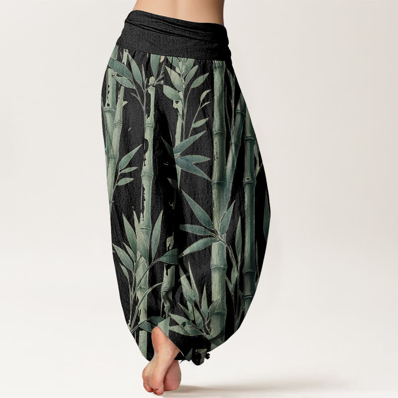 100% Cotton Bamboo Print Harem Pants with Flexible Modal Waistband