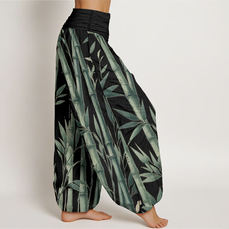100% Cotton Bamboo Print Harem Pants with Flexible Modal Waistband