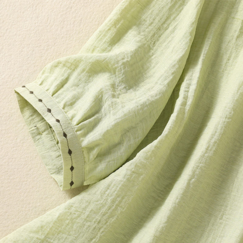 Embroidered Cotton Crew-Neck Meditation Shirt