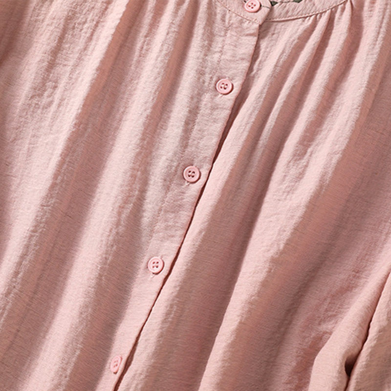 Embroidered Cotton Crew-Neck Meditation Shirt