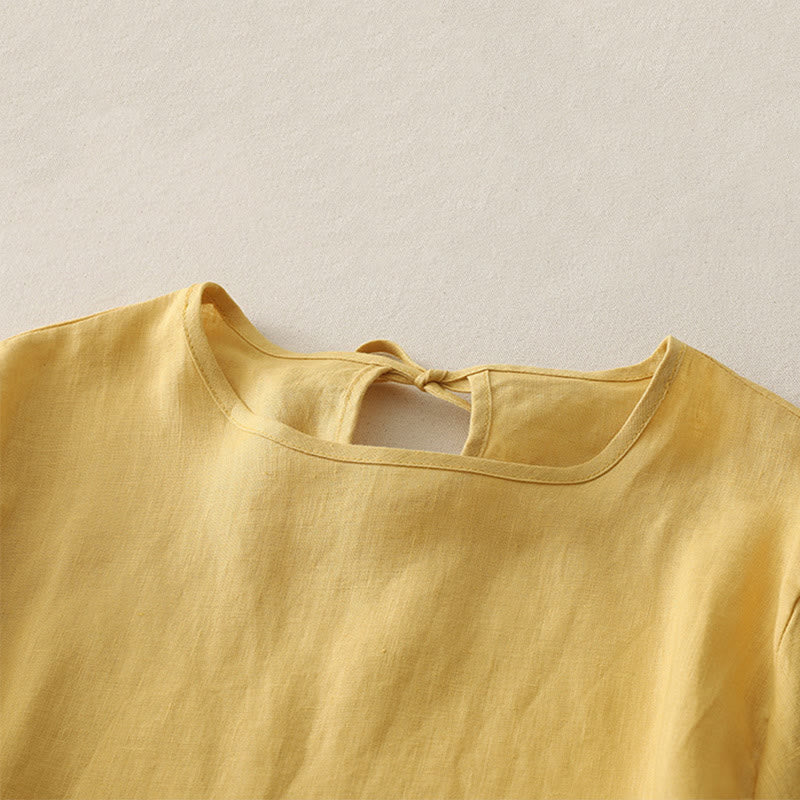 Breathable Polyester Crew Neck Ruffled Hem Meditation T-Shirt