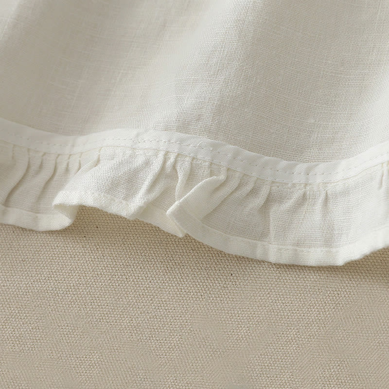 Breathable Polyester Crew Neck Ruffled Hem Meditation T-Shirt