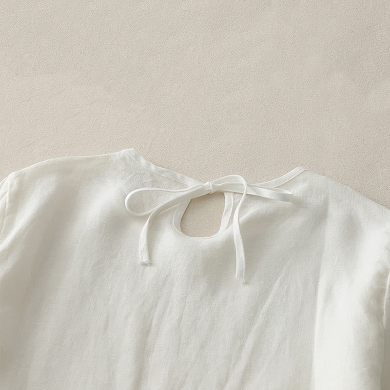 Breathable Polyester Crew Neck Ruffled Hem Meditation T-Shirt