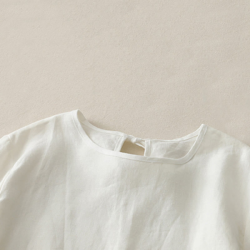 Breathable Polyester Crew Neck Ruffled Hem Meditation T-Shirt