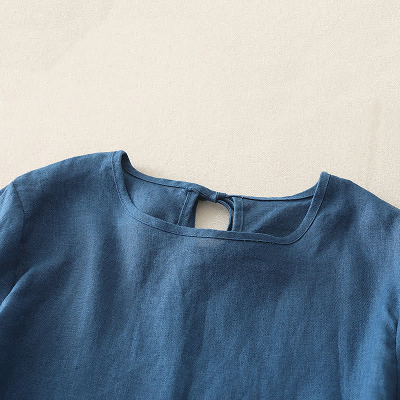 Breathable Polyester Crew Neck Ruffled Hem Meditation T-Shirt