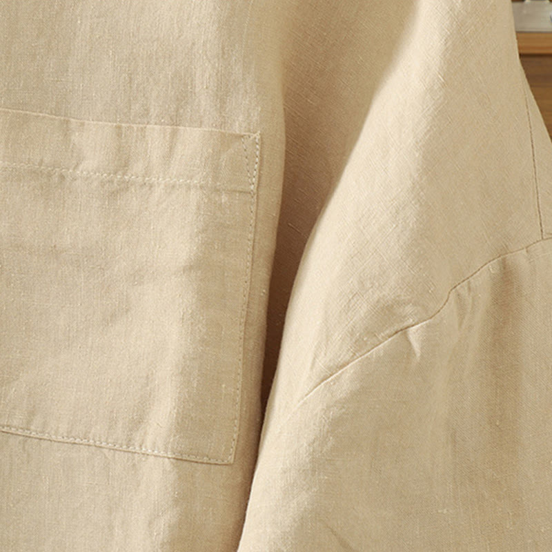 Tactile Cotton Linen V-Neck Mindful Movement T-Shirt
