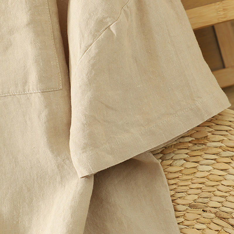 Tactile Cotton Linen V-Neck Mindful Movement T-Shirt