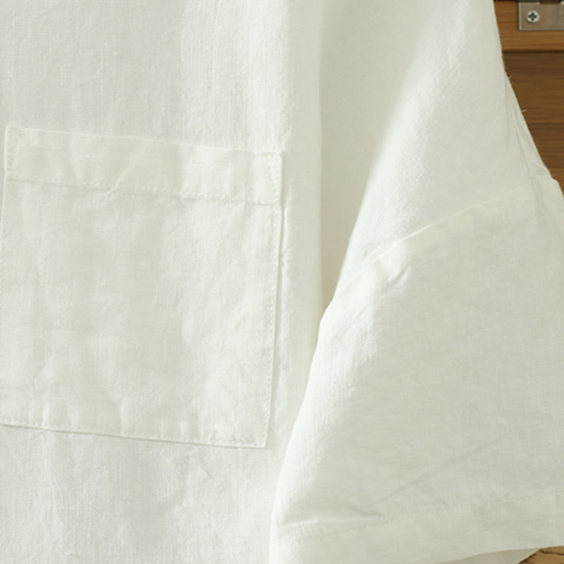 Tactile Cotton Linen V-Neck Mindful Movement T-Shirt