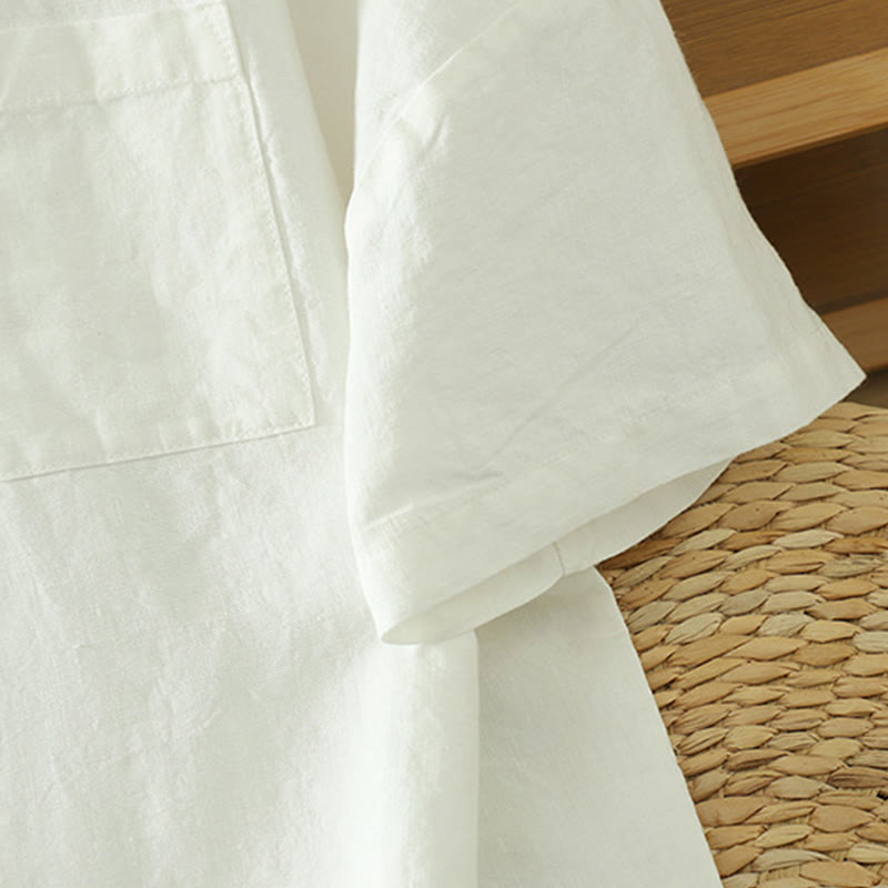 Tactile Cotton Linen V-Neck Mindful Movement T-Shirt