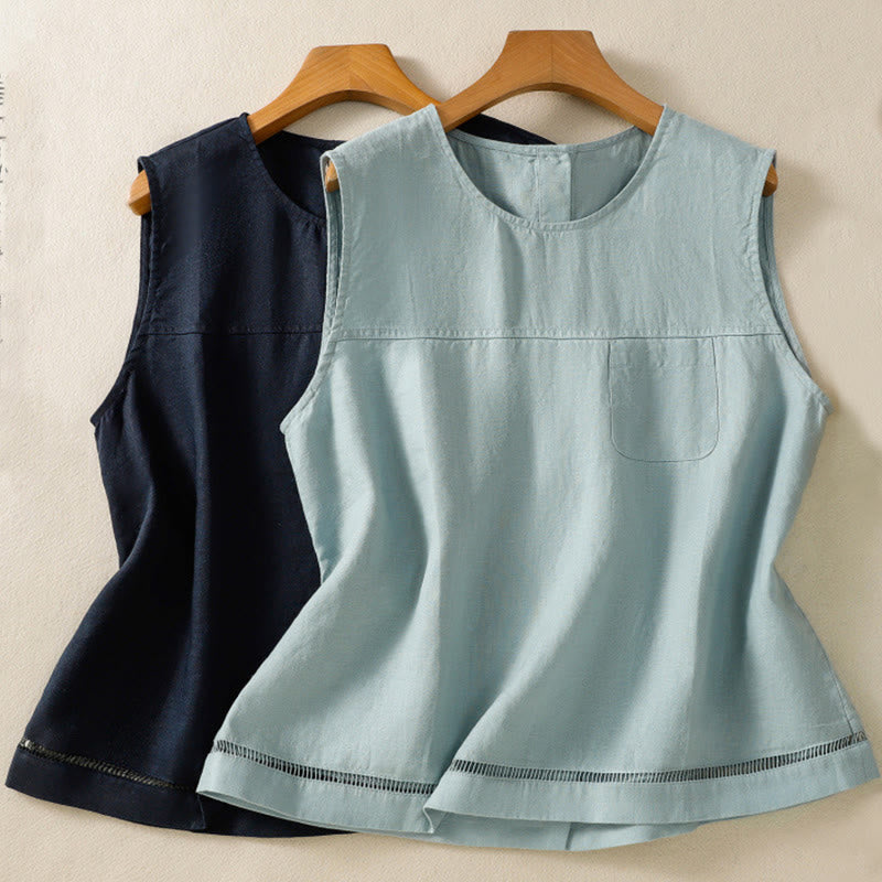 Lightweight Cotton Crew Neck Meditation Vest