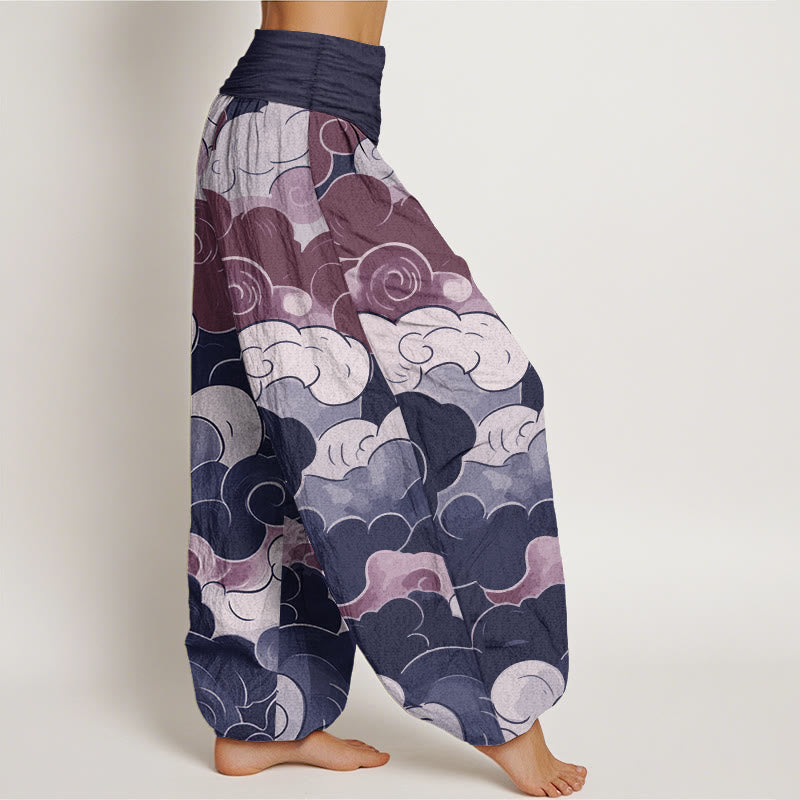 Tactile Cotton Abstract Cloud Print Meditation Harem Pants