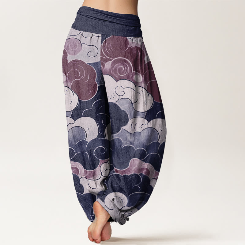 Tactile Cotton Abstract Cloud Print Meditation Harem Pants