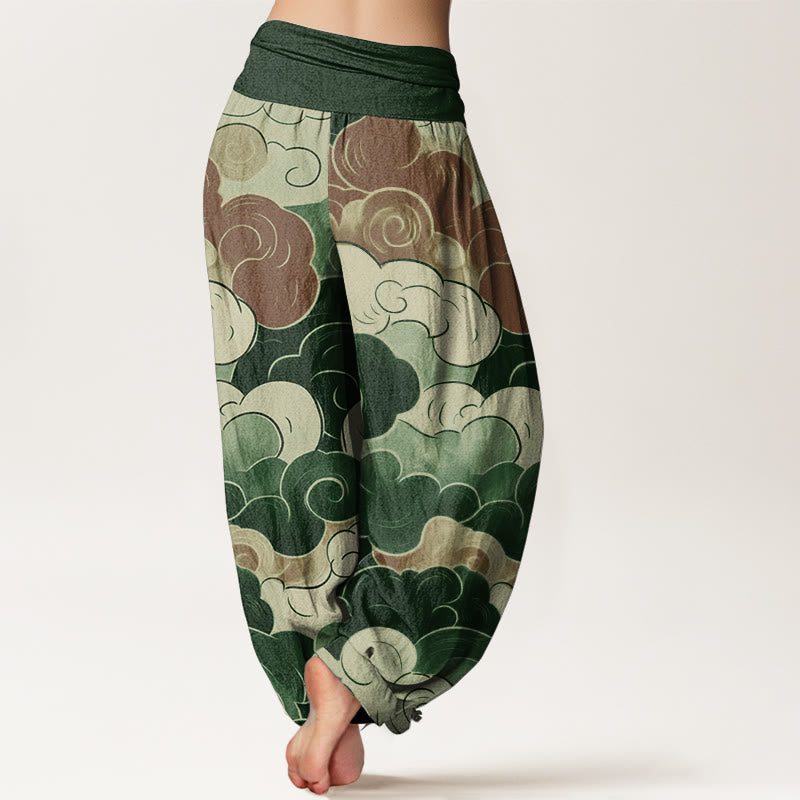 Tactile Cotton Abstract Cloud Print Meditation Harem Pants