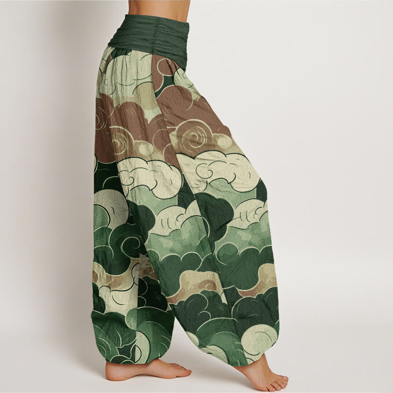 Tactile Cotton Abstract Cloud Print Meditation Harem Pants