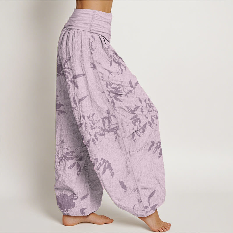 Breathable Cotton Branch Print Meditation Harem Pants