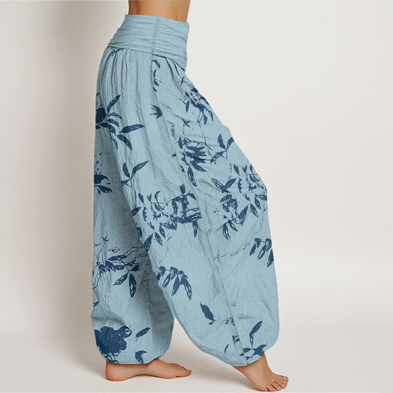 Breathable Cotton Branch Print Meditation Harem Pants