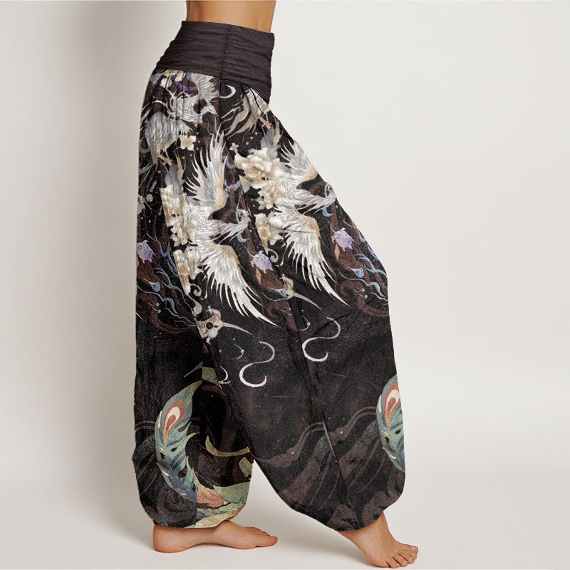 Breathable Cotton Phoenix Print Mindful Movement Harem Pants