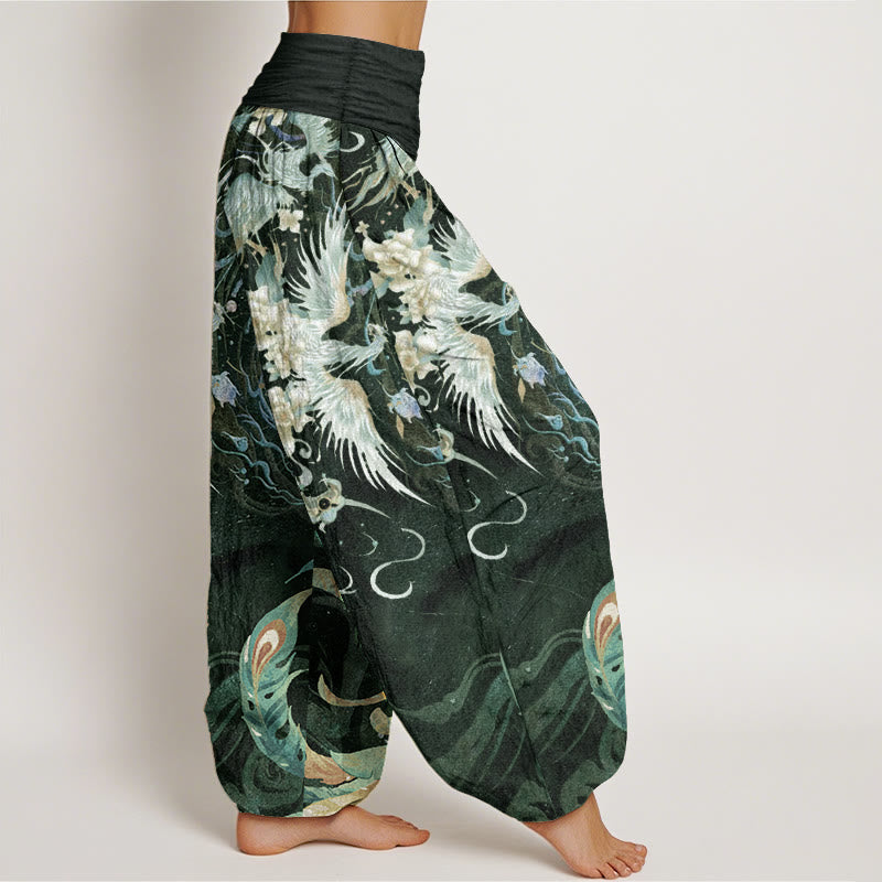 Breathable Cotton Phoenix Print Mindful Movement Harem Pants