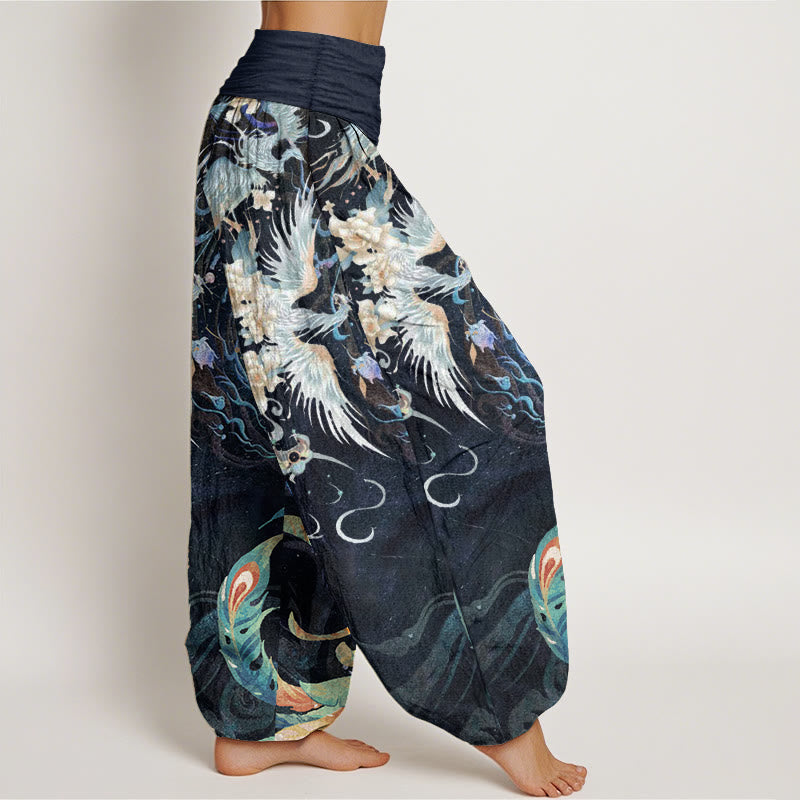 Breathable Cotton Phoenix Print Mindful Movement Harem Pants