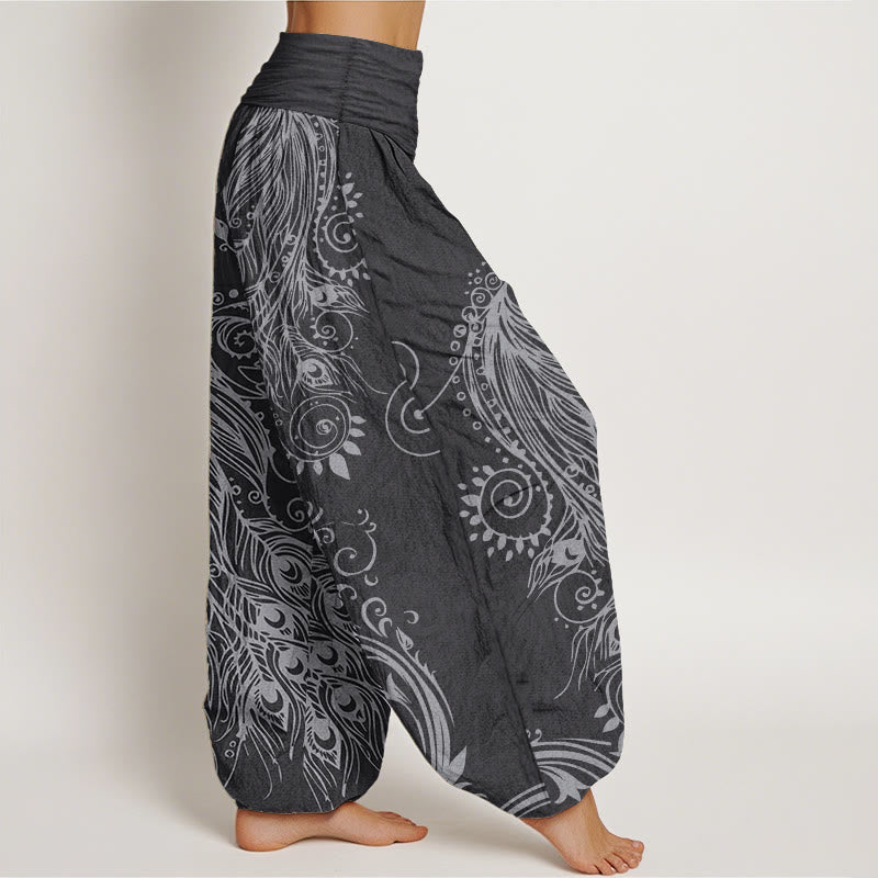 Pure Cotton Pleated Waist Peacock Meditation Harem Pants