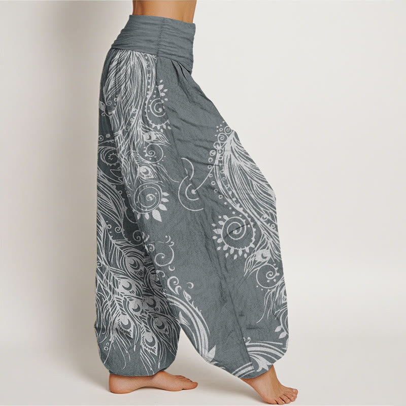 Pure Cotton Pleated Waist Peacock Meditation Harem Pants