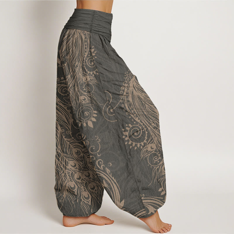 Pure Cotton Pleated Waist Peacock Meditation Harem Pants