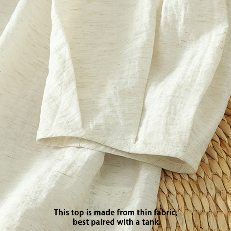 White Plain Button Three Quarter Sleeve Women's Shirt