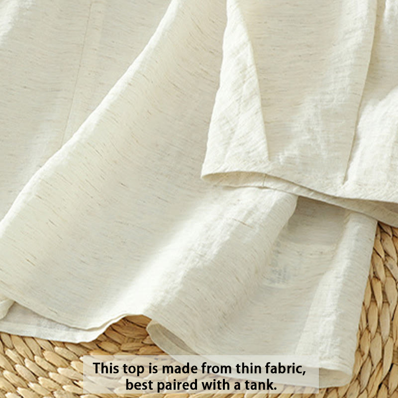 White Plain Button Three Quarter Sleeve Women's Shirt