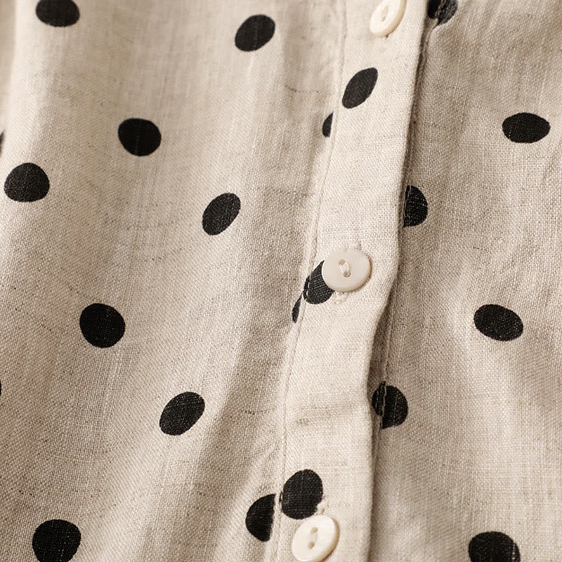 Breathable Cotton Linen V-Neck Lace-Up Midi Dress for Mindful Living