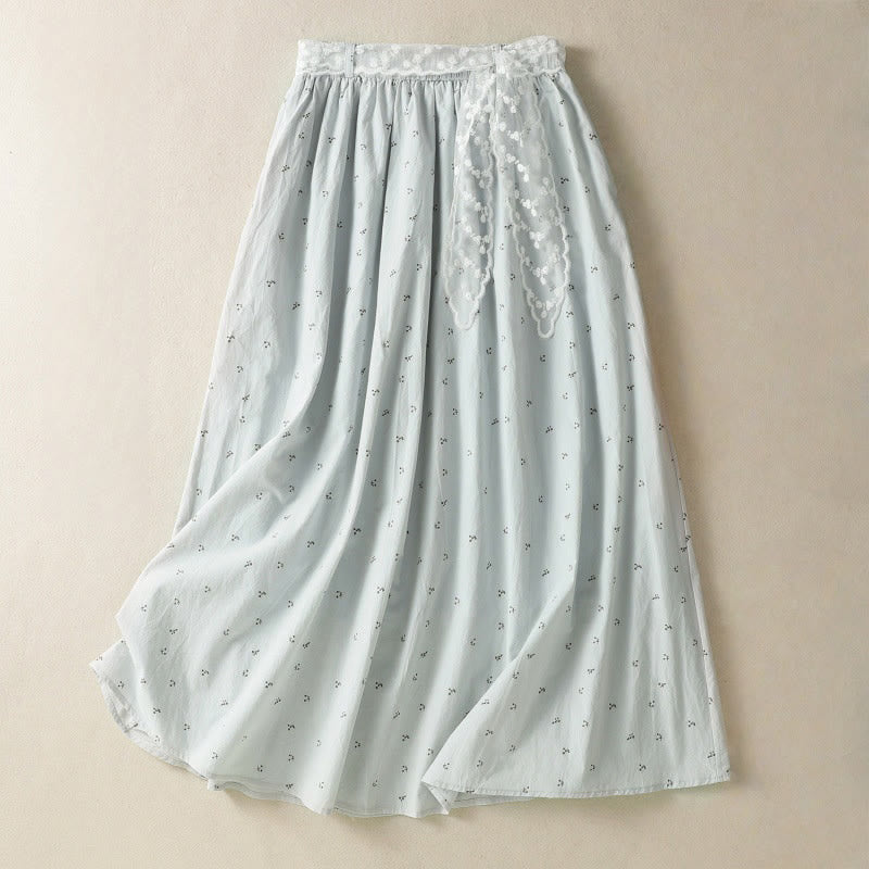 Breathable Cotton Elastic Waist 7/8 Length Minimalist Skirt
