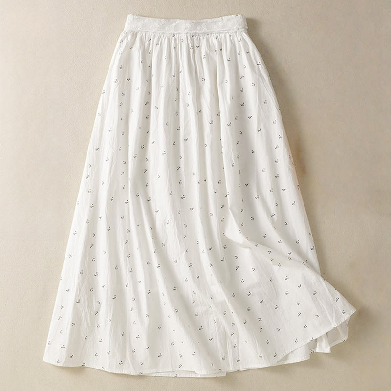 Breathable Cotton Elastic Waist 7/8 Length Minimalist Skirt