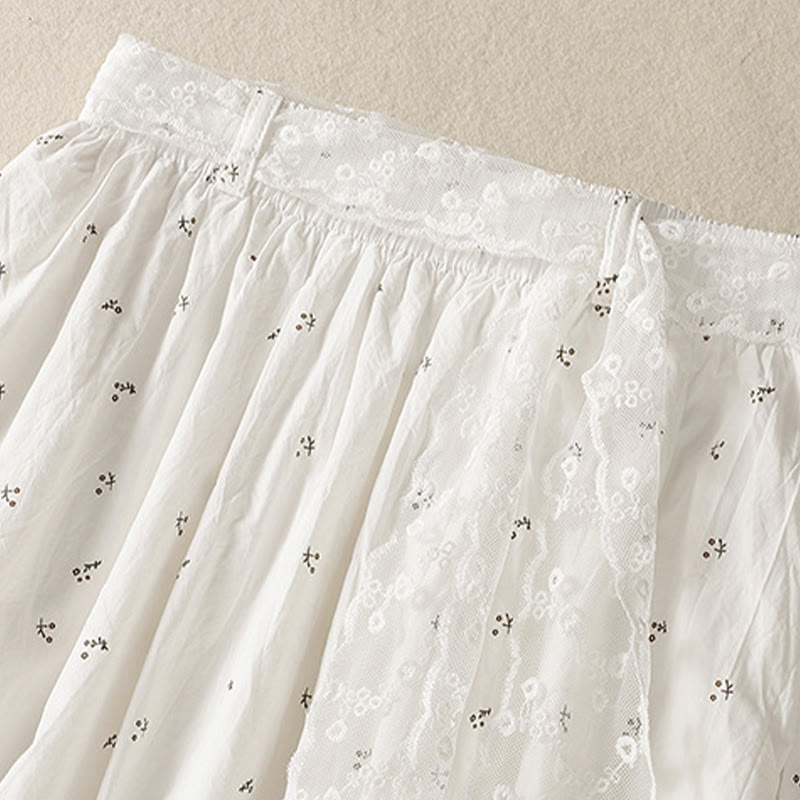 Breathable Cotton Elastic Waist 7/8 Length Minimalist Skirt