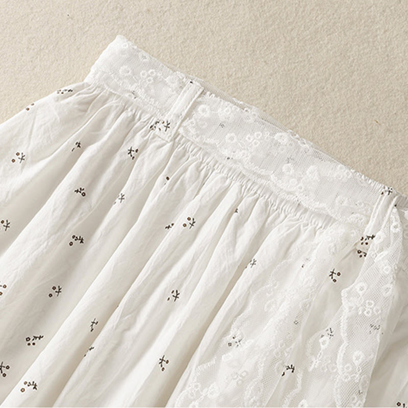 Breathable Cotton Elastic Waist 7/8 Length Minimalist Skirt