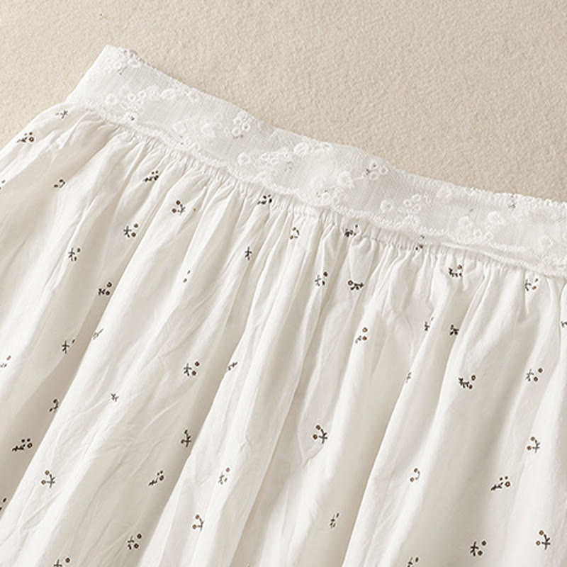 Breathable Cotton Elastic Waist 7/8 Length Minimalist Skirt