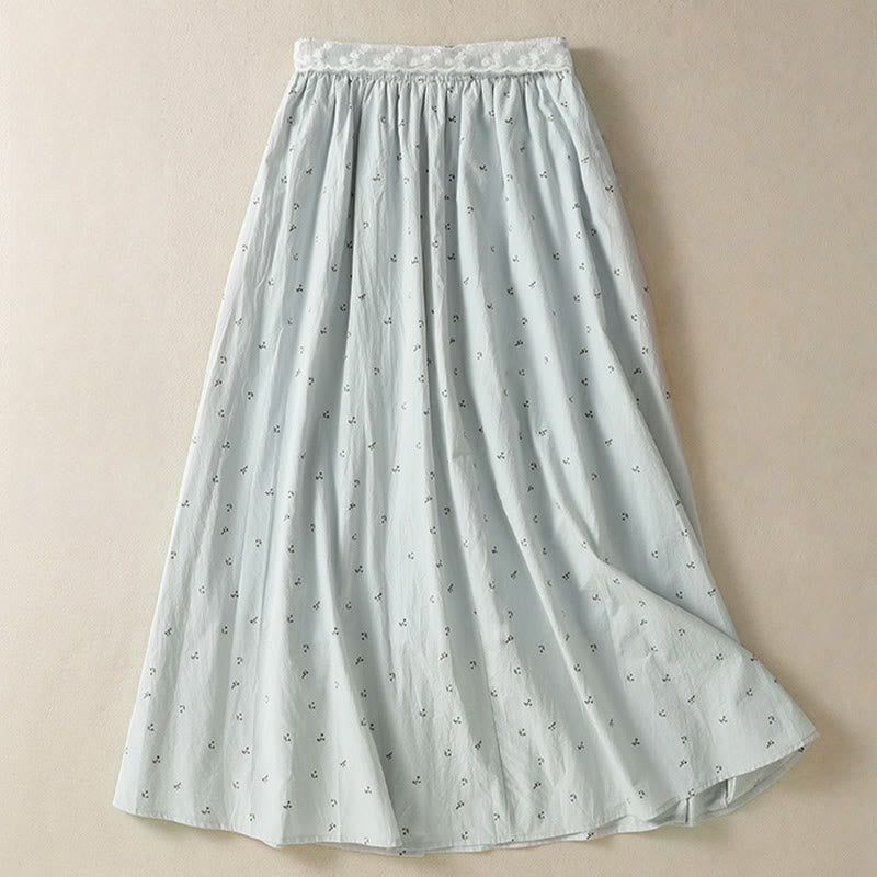 Breathable Cotton Elastic Waist 7/8 Length Minimalist Skirt