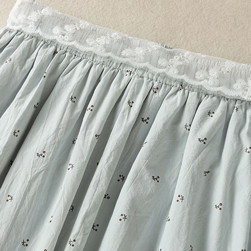 Breathable Cotton Elastic Waist 7/8 Length Minimalist Skirt