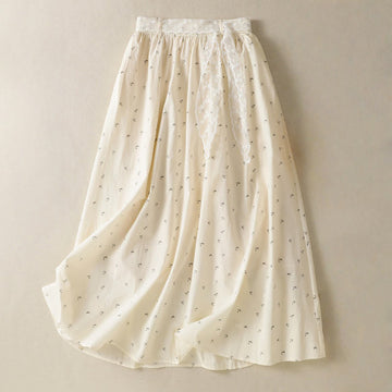 Breathable Cotton Elastic Waist 7/8 Length Minimalist Skirt