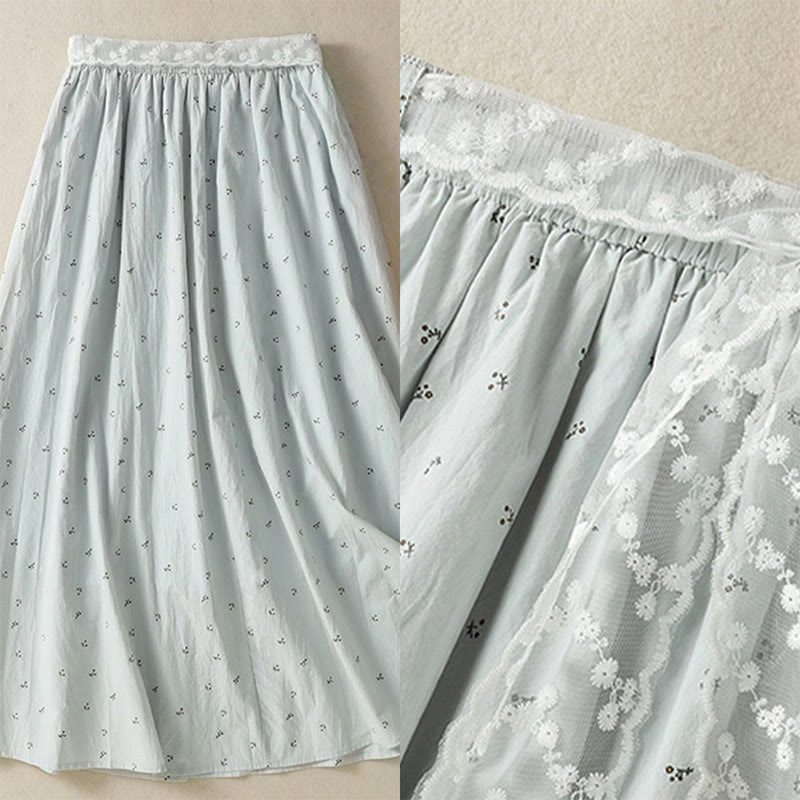 Breathable Cotton Elastic Waist 7/8 Length Minimalist Skirt
