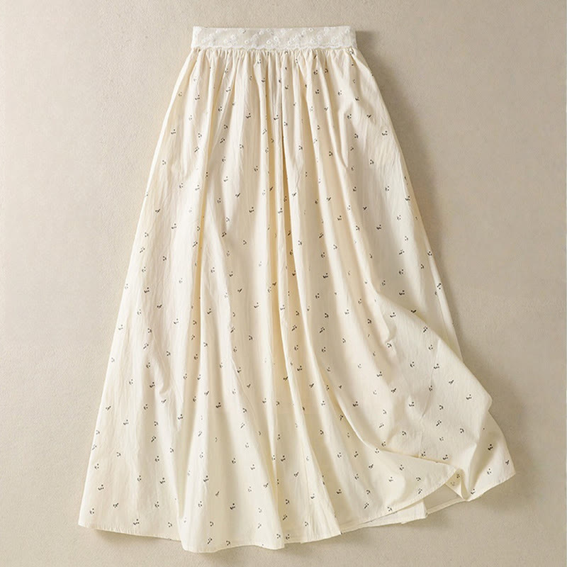 Breathable Cotton Elastic Waist 7/8 Length Minimalist Skirt