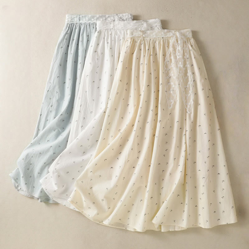 Breathable Cotton Elastic Waist 7/8 Length Minimalist Skirt