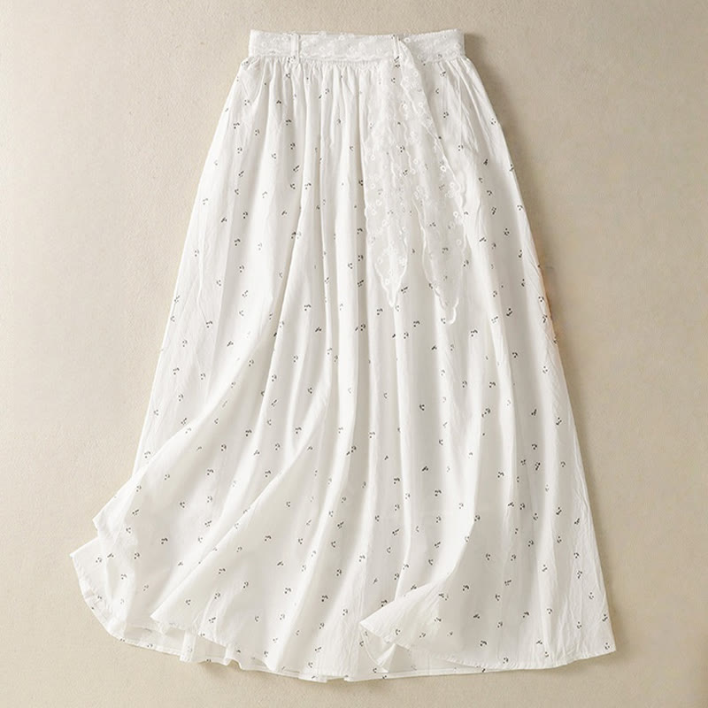 Breathable Cotton Elastic Waist 7/8 Length Minimalist Skirt