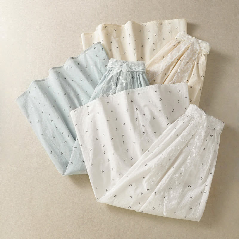 Breathable Cotton Elastic Waist 7/8 Length Minimalist Skirt